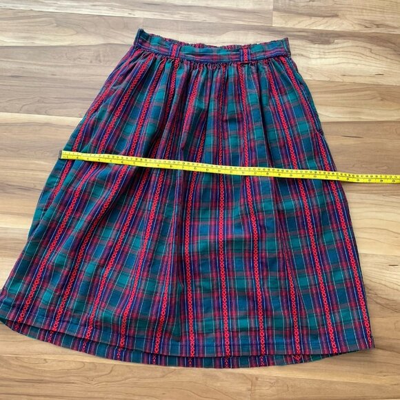 Sweater Loft Petites Medium Tartan Plaid Midi Skirt Red Green Blue Vintage USA - Picture 3 of 8